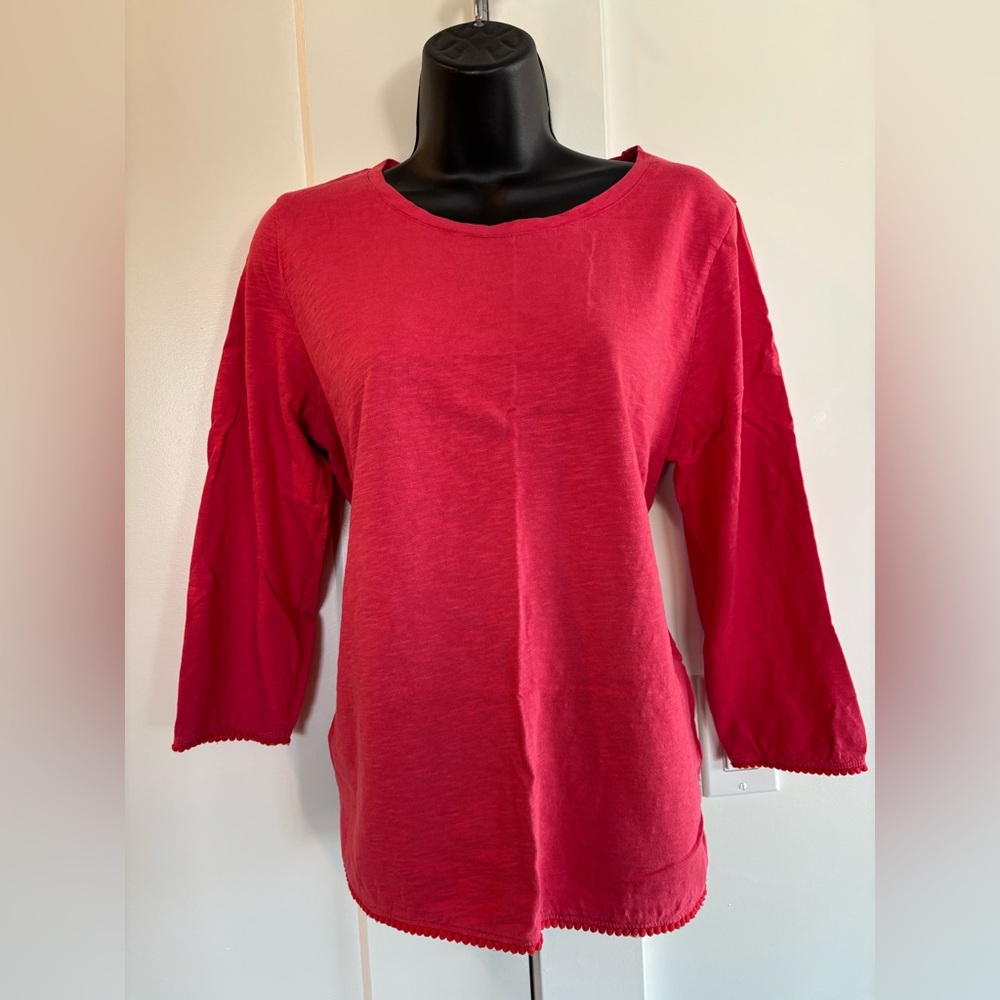 Talbots 100% Cotton 3/4 Sleeve Coral Red Top - Size M